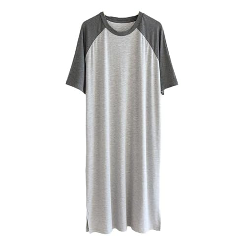 Men's Cool Loungewear Fall Night Shirts Comfy Baggy Basic Crew Neck Modal Open Leg Raglan Sleeve Night Shirt