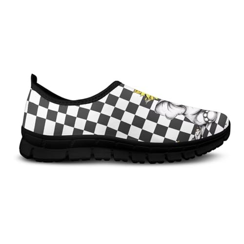 Women Slip On Loafers Black & White Checkered Print Men Low Cut Casual Shoes Walking Sneakers Pull-On Loafer Flats US 5-13 Couple's Shoes4
