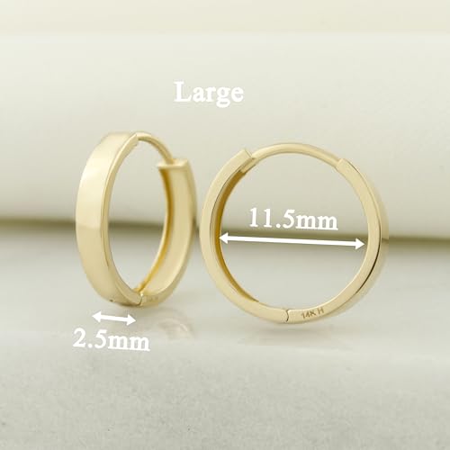 Image of 14k Solid Gold Huggie Earrings, Real Gold Earrings, Plain Gold Huggie Hoop Earrings, Simple Gold Huggie