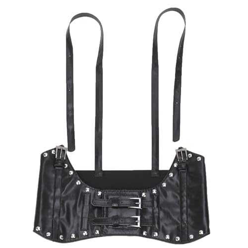 eYLun Women Underbust Corset Belt Steampunk Strap Waist Corset Belt Faux Leather Wide Elastic Belts4