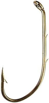 Eagle Claw 181 3/0 Baitholder Down Eye 2 Slices Offset Fishing Hook, 100 Piece Bronze 3/0 Octopus Baitholder Hook