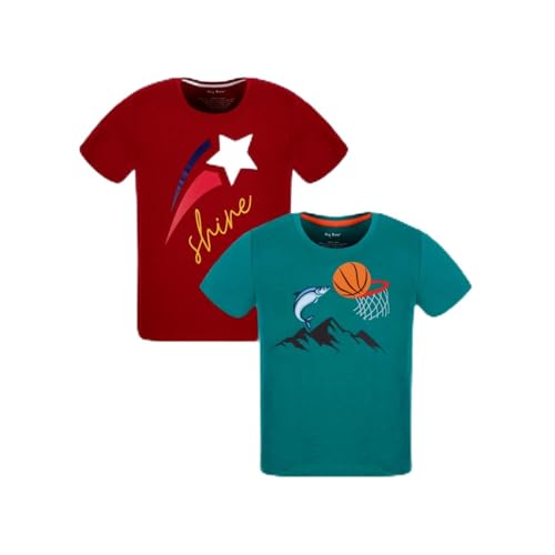 My Bow 2 Pack Round Neck Basketball and Shining Star Printed T-Shirts