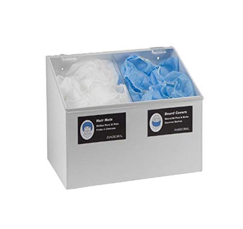 Horizon 5122-W Heavy Duty Plastic 2-Compartment Hair Net/Beard Cover/Shoe Cover Dispenser with Clear Lid, 12 Width x 14 Height x 8 Depth, White