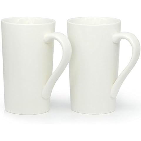 600 ml große Kaffeetassen, Smilette M007 Plain Tall Keramik Tasse mit Griff Cover