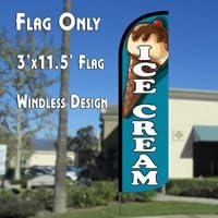 Ice Cream (Teal) Windless Polyknit Feather Flag (3 x 11.5 feet)