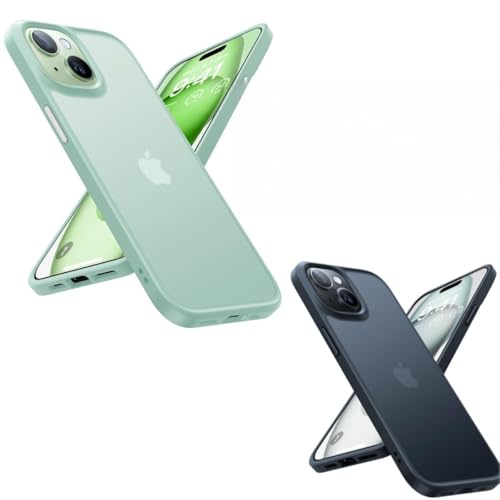 TORRAS Designed for iPhone 15 Case [12FT Military Grade Drop Protection] Protective Shockproof Hard Matte Slim Phone Case for iPhone 15 Phone Case, Green & Black