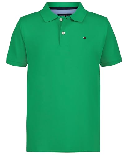 Tommy Hilfiger Boys Short Sleeve Solid Pique Ivy Polo Shirt Button Closure Soft & Comfortable Bright Green 18-20