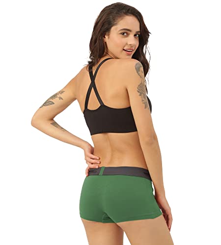 Image of FREECULTR Antibacterial Micro Modal Boy Shorts for Women | Long Panty | Boxer for Girls- Pack of 2 (Ash Grey, Turtle Green)