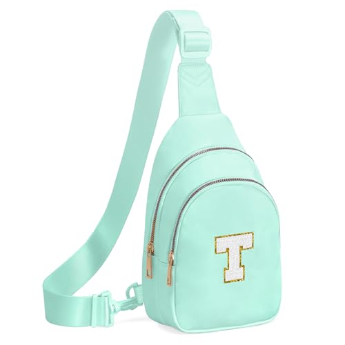 Birthday Gifts for 7 8 9 10 11 12 13 Year Old Girls Small Initial Sling Bag Cross Body Bag Fanny Pack for Girls Light Green T
