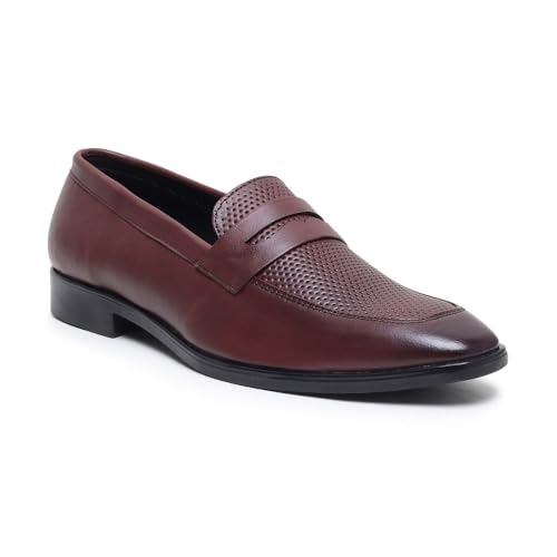 Image of HAYES LONDON Penny Loafers for Men | Genuine Leather Slip-on Shoes | Formal & Casual Comfort Footwear