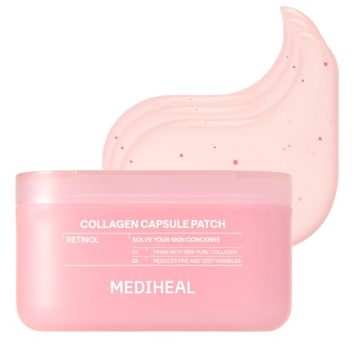 Image of MEDIHEAL Retinol Capsule Eye Patches - Korean Hydrogel Under Eye Patch for Fine Lines, Wrinkles & Firming- Full Coverage(70mm Wide) - Non Irritating, Encapsulated Retinol, 60 Count