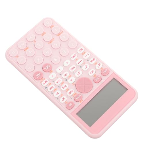 Calculadora científica rosa Lurrose portátil con pantalla clara y batería de botón