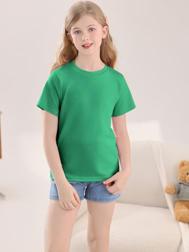 Image of Girls Summer Short Sleeve T Shirts Kids Basic Tees Crewneck Tops 5-14 Years
