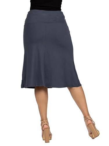 24seven Comfort Apparel A Line Elastic Waist Knee Length Skirt3
