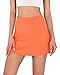 ODODOS Women's Athletic Tennis Skorts with Pockets Built-in Shorts Golf Active Skirts for Sports Running Gym Training, Orange, X-Small