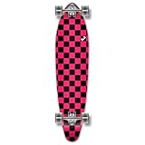 Yocaher Blank/Checker Complete Kicktail Skateboards Longboard Cruiser w/BlackWidow Premium 80A Grip Tape, Aluminum Truck, ABEC9 Bearing, 70mm Skateboard Wheels (Checker Pink)