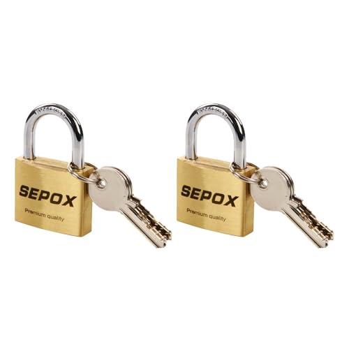 SEPOX® Twins Compact Solid Brass Padlock with Same 6 Keys, Heavy Duty Rustproof Body 30mm 1-3/16