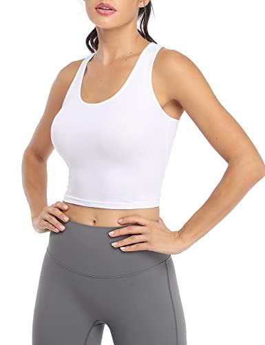 Image of Joviren Crop Tank Tops for Women Workout Cropped Athletic Shirts | 4 Pack Cotton Racerback Yoga Tops