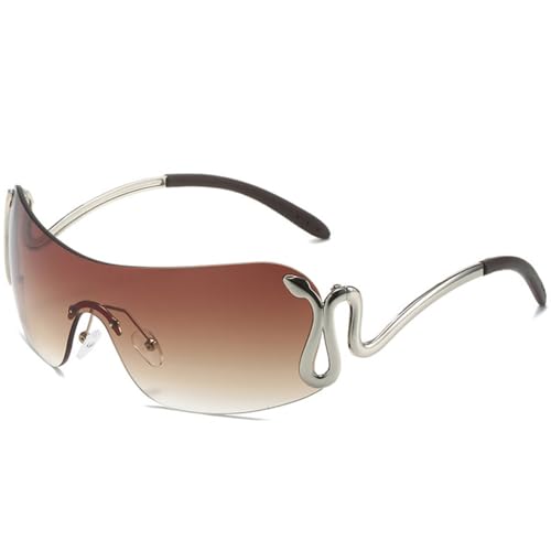 Lunettes de soleil surdimensionnées punk LVTFCO marron dégradé pour hommes et femmes