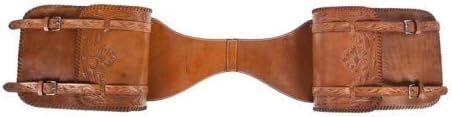 Horse Saddle Bag Cowhide Genuine Leather Western Equestrian Trail Tooling Carving Horse Saddle Bag Tooled Carved Pack Equipment Horse Saddle Bags Size: 10” L x 10” W x 3 ½” D inches, CRVD136