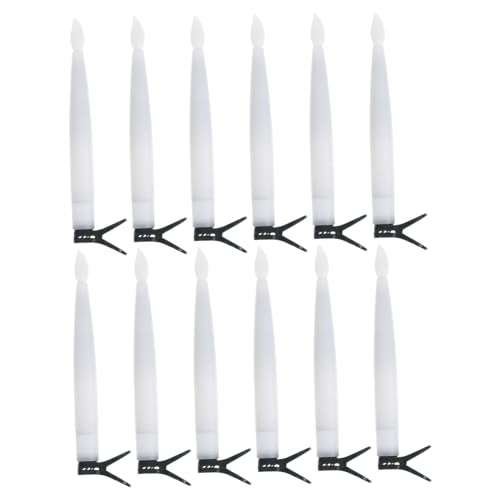 Bougies LED coniques pour sapin de Noël avec pinces de fenêtre, lot de 12 pièces