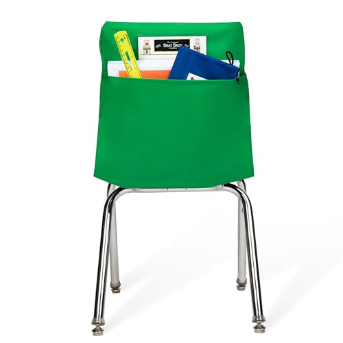 Image of Seat Sack Medium Chair Storage Pocket - 15 Inches, Green - Perfect Organizer for Classroom Chairs, Durable and Spacious Chair Pocket for Classroom Storage and Organization