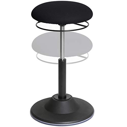 Image of Seville Classics Modern Ergonomic Pneumatic Height Adjustable 360-Degree Swivel Stool Chair, for Drafting, Office, Home, Garage, Work Desk, Black, airLIFT Sit Stand Balance and Wobble
