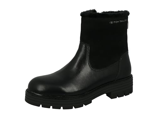 Tom Tailor Damen 4291305 Stiefelette, Black, 38 EU