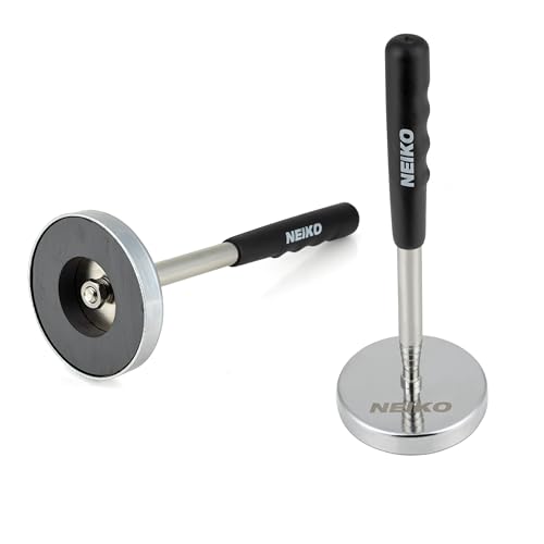 NEIKO 53426A 35LB Magnetic Pick Up Tool, Large Magnet with 3.3' Head, Extendable Magnetic Sweeper on a Stick up to 33.5 Inches, Nail Finder Pickup Tool, 5 Section Stainless Steel Shaft