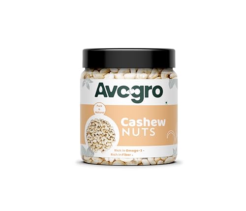 Image of Avogro Premium Whole Cashews 250GM | Natural and Unsalted Kaju Ideal for Dieting, Snacking, Cooking, and Baking | Protein Rich Kajau Dry Fruits Perfect for Gifting