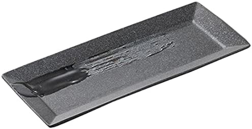 Set of 10, Ayu and Sanma Dish, Lacquer Square, Black, 11.4 inches (29 cm), Long Angle Plate, 11.4 x 4.7 x 0.8 inches (29 x 12 x 2 cm), Restaurant, Commercial Use, Tableware, Tableware