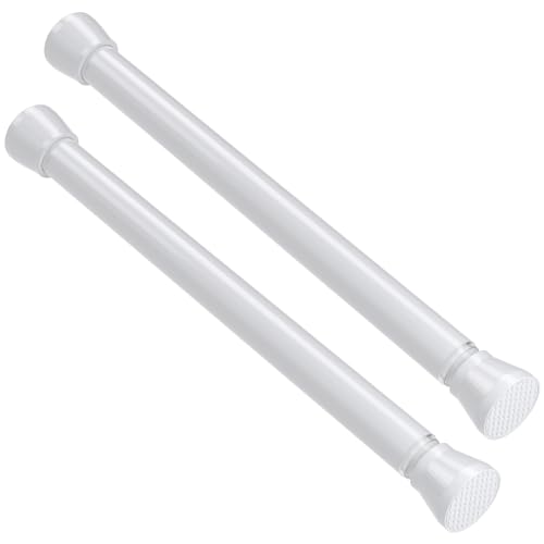 Image of 2 Pack Tension Rods 16 to 26 Inch Spring Adjustable Curtain Rods No Drilling White Tension Rods Expandable Pressure Spring Tension Rod for Closet, Doorway