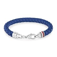 Tommy Hilfiger Men's 2790548 Stainless Steel & Blue Leather Bracelet, Blue, One Size