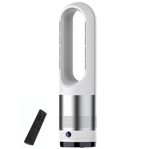 Ventilador calefactor sin aspas,calefactor de 1400 W y ventilador de torre de 8 velocidades,ventilador circulador de aire oscilante de 80° con remoto,temporizador silencioso de 8 horas, pantalla LED