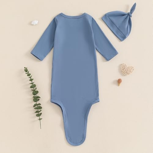 Image of Baby Girl Boy Sleeping Waffle Bag Letter Embroidery Long Sleeve Sleep Striped Sack with Hat 2 Piece Set for Fall