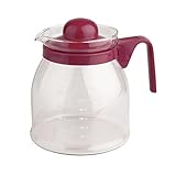 Tradineur - Jarra de vidrio apta para microondas capacidad 650 ml, tetera vidrio, 12 x 8.5 x 14 cm