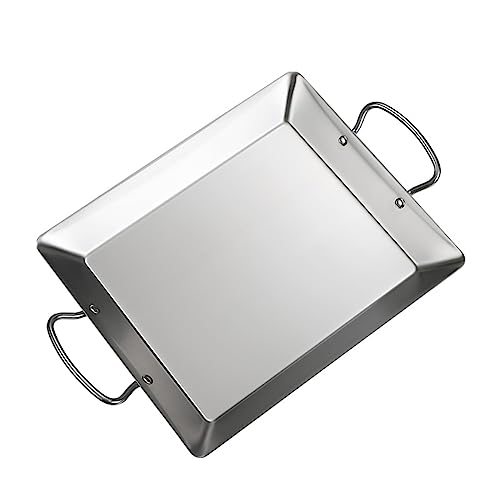 Paella rectangular de acero inoxidable, 3 tamaños, platos de cena con forma de pulpo, para ensalada, sushi, para cocina, aperitivos, pizza y barbacoa, color plateado
