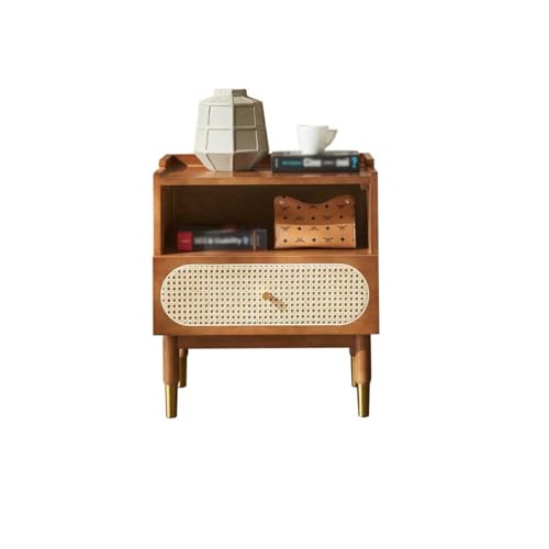 Mesita de Noche Mesita de noche de madera, mueble auxiliar for sofá, mesa auxiliar sencilla de ratán, mueble de almacenamiento, mueble de almacenamiento de esquina Mesas Auxiliares Mesita de Noche par