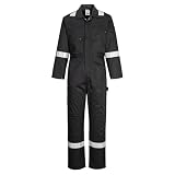 Portwest F813 Iona Polycotton Safety Work Coverall Black, Large