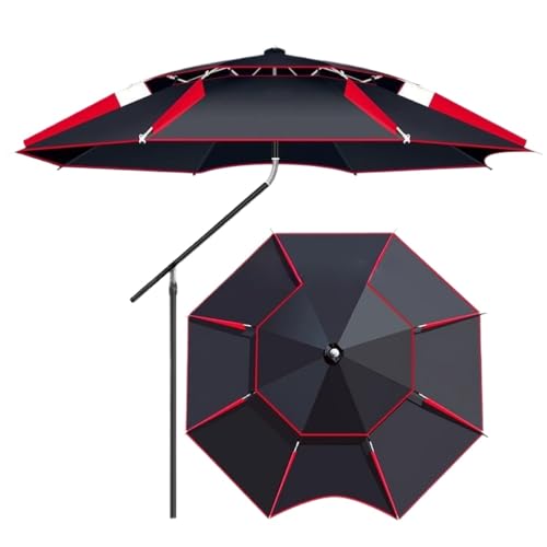 Parapluie de pêche – Coupe-vent avec protection solaire UPF50+, design pliable portable pour la pêche au bord de la rivière et du lac, piquet de sol inclus (parapluie universel en métal noir épais