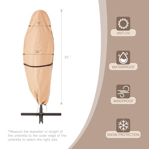 UPHYB Patio Parasol 600D Waterproof Outdoor Offset Umbrella Cover - Fits Cantilever Offset Umbrella 12-14 Feet - Thumbnail 3