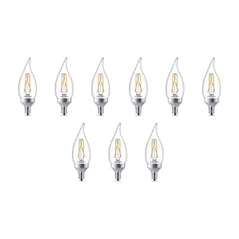 PHILIPS LED Clear Dimmable, Warm Glow Effect BA11 Light Bulb - Pack of 9 - EyeComfort Flicker Free - 6.6W = 75W - 600 Lumen - Soft White (2700K) - E12 Base - Indoor - Title 20