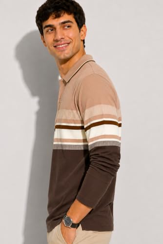 Image of SANE ORIGINALS Full Sleeves Textured Polo Tshirt for Men with Pocket || Long Sleeves Collar and Pocket T-Shirt for Men