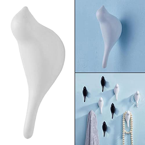 Image of Home Decorative Resin 3D Bird Coat Hooks Bag Hanger Wall Mount White | Household Supplies & Cleaning | Home Organization | Hooks & Hangers