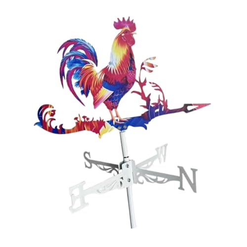 Colcolo Banderuola segnavento a Forma di Gallo, in Metallo, con indicatore di direzione del Multicolore, per Cortile di Fattoria