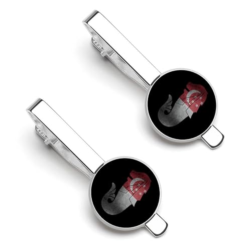 Singapore Flag Singaporean Lion 1 Pair Tie Clips Necktie Bar Pinch Clip for Wedding Business