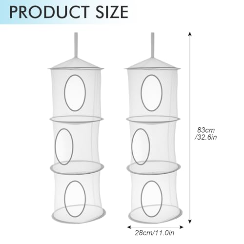 YZROHYI 2 Stück Aufbewahrungsnetz Hängend,Faltbare Hängeaufbewahrung Kinderzimmer,Hängeorganizer Camping Organizer Hängend Zelt,Hängeregal Kleiderschrank mit 3 Fächern,Kuscheltier Aufbewahrung Netz