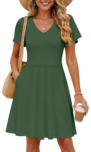 Image of COSSEN Women's Casual Short Sleeve Dress with Pockets