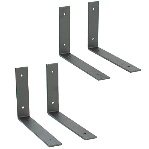 VIVO Steel 10 x 6 inch Angle Shelf Brackets (Brackets Only), Modern Curved J Hook Mounts for Industrial Shelving (4 pcs) (MOUNT-SF05L)