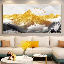 Lienzo grande para pared DHHXY de montañas doradas y arte moderno para el salón de 30 x 60 cm